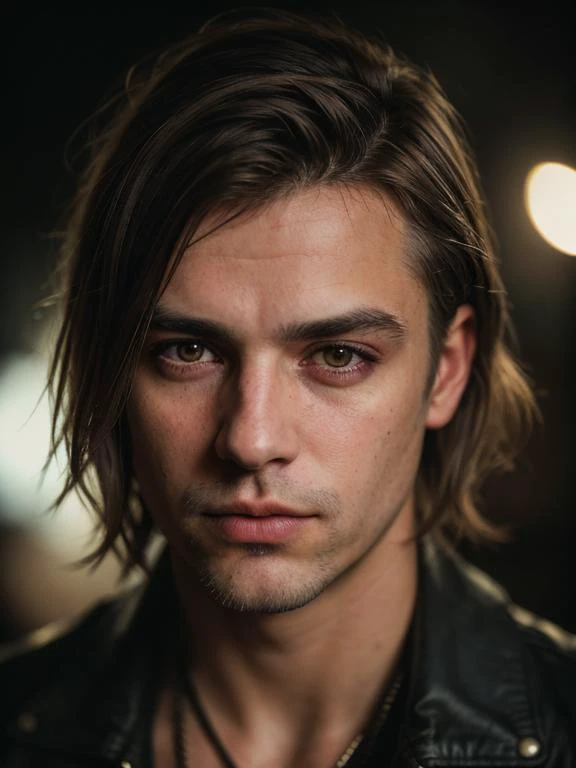 Grunge style, RAW photo of (((man))), portrait of a beautiful (man:1.5), (((male person)) + ( old)), highly realistic, masterpiece, absurdres, intricate, highly detailed, gabon,skin color dark brown + Triangular Oblong Face, Downturned Eyes, [eye color amber], Nose with an Amorphous Shape, full lips, flat cheeks, soft chin, high quality photography, 3 point lighting, flash with softbox, 16k, Leica M6, Ektachrome 64, smooth, sharp focus, high resolution, award winning photo, 50mm, f2.8, depth of field, Textured, distressed, vintage, edgy, punk rock vibe, dirty, noisy