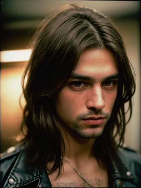 Grunge style, RAW photo of (((man))), portrait of a beautiful (man:1.5), (((male person)) + ( old)), highly realistic, masterpiece, absurdres, intricate, highly detailed, Azorean + Long Face, Egyptian Eyes, [eye color brown], Nose with an Adorable Button Shape, protruding upper lip, prominent cheeks, long chin, high quality photography, 3 point lighting, flash with softbox, 16k, Leica M6, Ektachrome 64, smooth, sharp focus, high resolution, award winning photo, 50mm, f2.8, depth of field, Textured, distressed, vintage, edgy, punk rock vibe, dirty, noisy