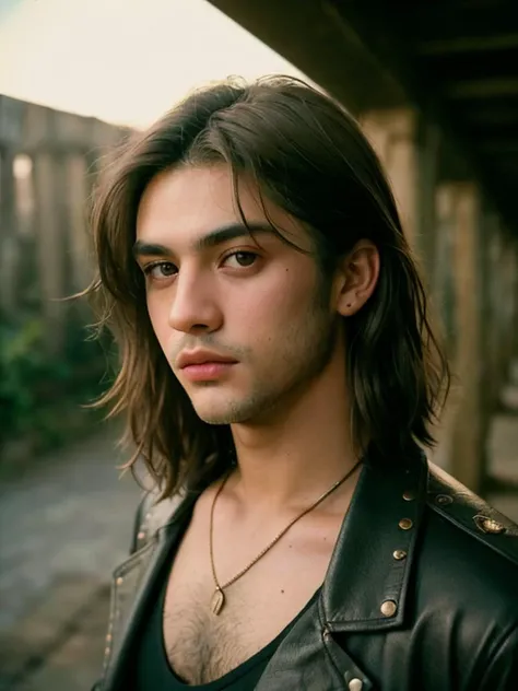 Grunge style, RAW photo of (((man))), portrait of a beautiful (man:1.5), (((male person)) + ( old)), highly realistic, masterpiece, absurdres, intricate, highly detailed, equatorial guinea,skin color medium brown + Pear-Shaped Face, Mediterranean Eyes, [eye color green], Nose with an Arched Bridge Shape, soft lip contours, prominent cheeks, double chin, high quality photography, 3 point lighting, flash with softbox, 16k, Leica M6, Ektachrome 64, smooth, sharp focus, high resolution, award winning photo, 50mm, f2.8, depth of field, Textured, distressed, vintage, edgy, punk rock vibe, dirty, noisy