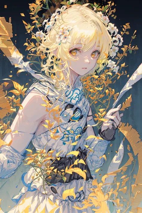 (8k, RAW photo, best quality, masterpiece:1.2),(realistic, photo-realistic:1.37),(best quality, masterpiece:1.2),(Beautiful detailed background), (lumine, ying, /genshin impact/), 1girl, lumine (genshin impact), blonde hair, solo, flower, dress, hair flower, hair ornament, dark yellow eyes, white dress, (looking at viewer), white flower, bare shoulders, gloves, detached sleeves, white thighhighs, short hair with long locks, sidelocks, white scarf, small breasts, (sketch),(upper body),
<lora:lumine:1>
