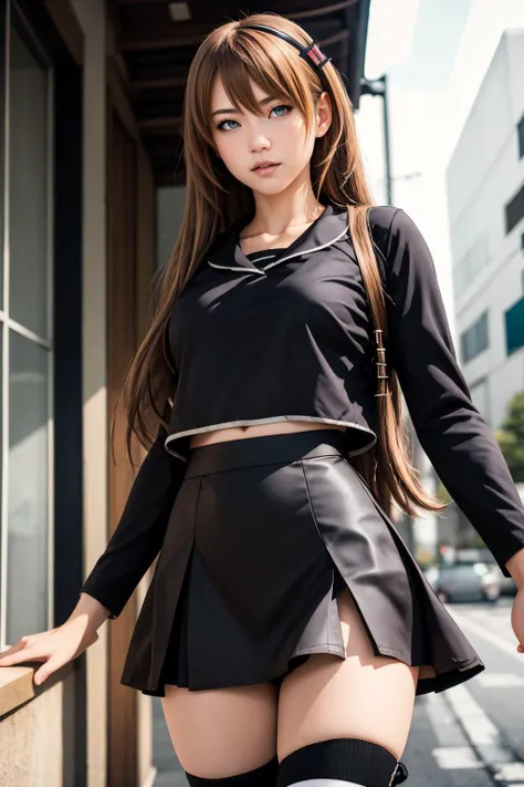 masterpiece, best quality, mature female, erotic, <lora:hiiragiasuka-nvwls-v1:.95> hiiragi asuka, hairpin, black serafuku, black shirt, long sleeves, black skirt, white thighhighs, <lora:NSFWFilter:0.8>