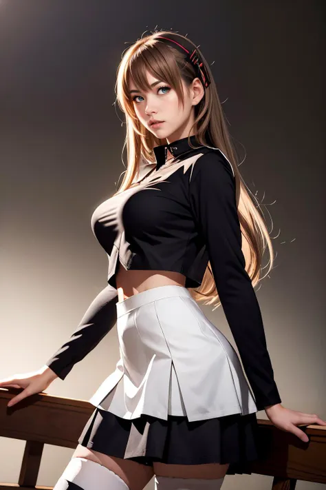 masterpiece, best quality, mature female, erotic, <lora:hiiragiasuka-nvwls-v1:.95> hiiragi asuka, hairpin, black serafuku, black shirt, long sleeves, black skirt, white thighhighs,