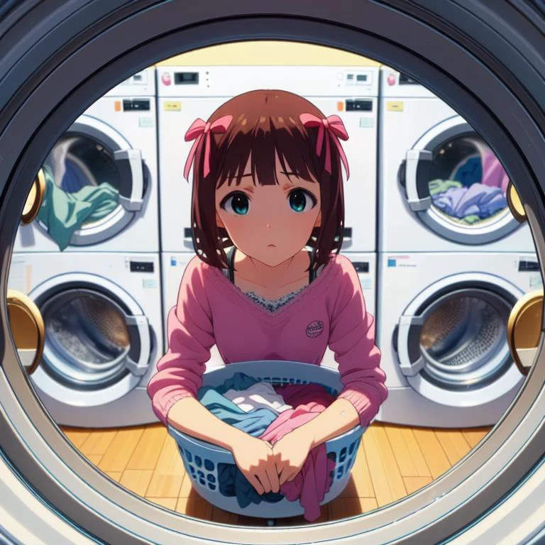 (masterpiece, best quality, detailed:1.5), <lora:girllikewashingmachine:1> (washing machine, laundry, putting clothes, fisheye lens:1.3), (haruka amami:1.3) <lora:haruka-idolmaster:1>