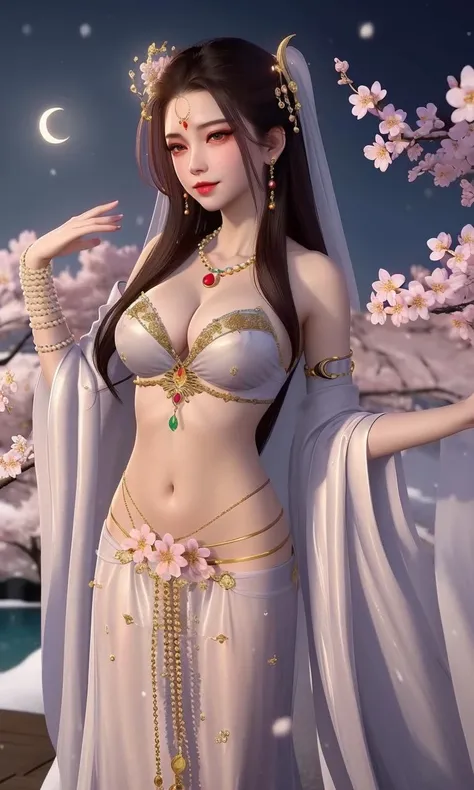 (,1girl, pov,best quality,masterpiece,  ) ,(((,1girl,cherry blossoms , outdoors, lake, full moon, crescent moon, snowing, night, night sky, magic circle, ,    ))) <lora:DA_Priestess-BloodSpell:0.6>
ultra realistic 8k cg, flawless, clean, masterpiece, professional artwork, famous artwork, cinematic lighting, cinematic bloom, perfect face, beautiful face, fantasy, dreamlike, unreal, science fiction, luxury, jewelry, diamond, gold, pearl, gem, sapphire, ruby, emerald, intricate detail, delicate pattern, charming, alluring, seductive, erotic, enchanting, hair ornament, necklace, earrings, bracelet, armlet,halo,