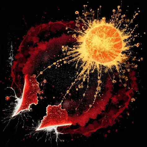 an exploding photon rose, <lora:pollock:0.5> p0ll0ck <lora:Goodsell_v1:0.5>
