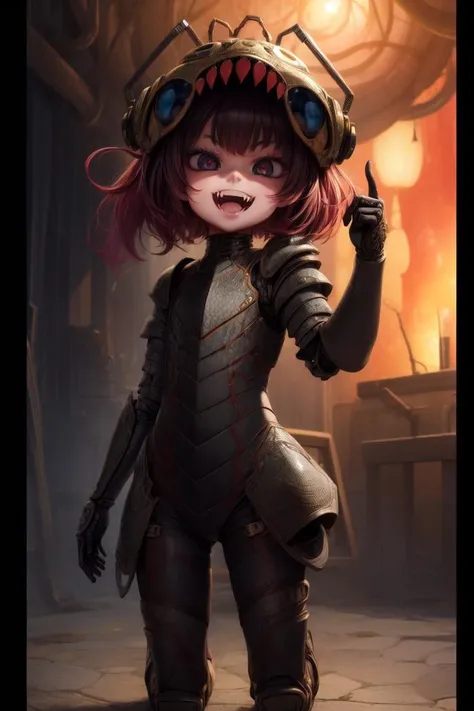 (1girl:1.5), girl wearing heavy insect armor, smirk512, looking at viewer, (fangs:1.5)
BREAK
OrganicBiomArt, infinite fractal, abstract dream, wild, complex, absurdres, (extremely detailed:1.6), photorealism, sharp focus, (masterpiece:1.4), 4k octane render, (vibrant colors:1.2), (compound eyes armor:1.3), (teeth armor), (monster helmet) <lora:more_details:0.8>
