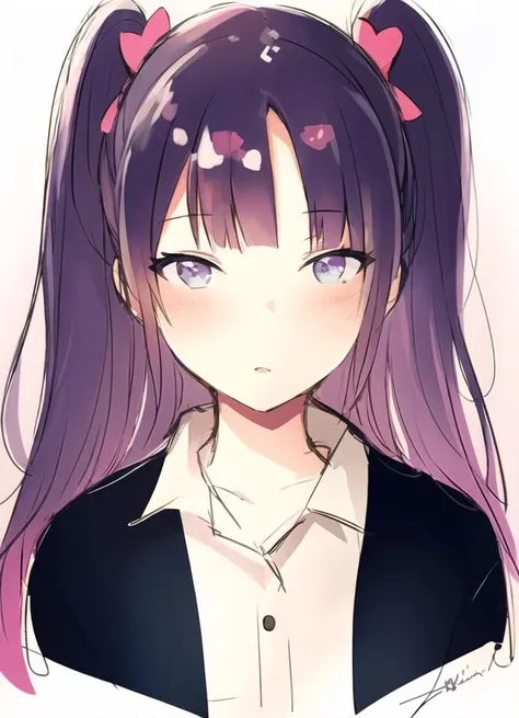 1girl, hime_cut, blunted_bangs, upper_body,
highres, masterpiece, 1girl, eye contact, stare, skin_blush, gradient eyes, simple background, sketch lines, sketch, pastel, watercolor,
<lora:ipmya_style:1>