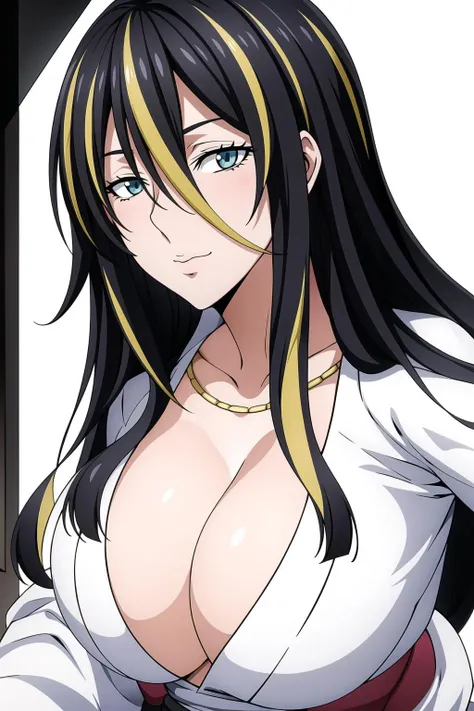Simple White Background,
white and red dress,kimono,cleavage, collarbone,
<lora:Albis_slime-KK77-V2:0.7>, jewelry, gem,necklace,
long hair,black_and_blonde_hair, hair_between_eyes, multicolored_hair,
<lora:Oda_Non_Style-KK77-V2:0.3>,<lora:more_details:0.1>,
1 girl, 20yo,Young female,Beautiful Finger,Beautiful long legs,Beautiful body,
Beautiful Nose,Beautiful character design, perfect eyes, perfect face,expressive eyes,perfect balance,
looking at viewer,(Focus on her face),closed mouth, (innocent_big_eyes:1.0),(Light_Smile:0.3),
official art,extremely detailed CG unity 8k wallpaper, perfect lighting,Colorful, Bright_Front_face_Lighting,White skin,
(masterpiece:1.0),(best_quality:1.0), ultra high res,4K,ultra-detailed,
photography, 8K, HDR, highres, absurdres:1.2, Kodak portra 400, film grain, blurry background, bokeh:1.2, lens flare, (vibrant_color:1.2),professional photograph,
(Beautiful,huge_Breasts:1.4), (beautiful_face:1.5),(narrow_waist),