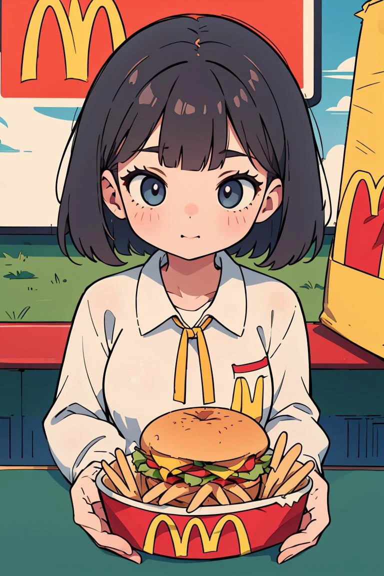 (masterpiece, best quality), 1girl, <lora:comercial:1> mcdonald