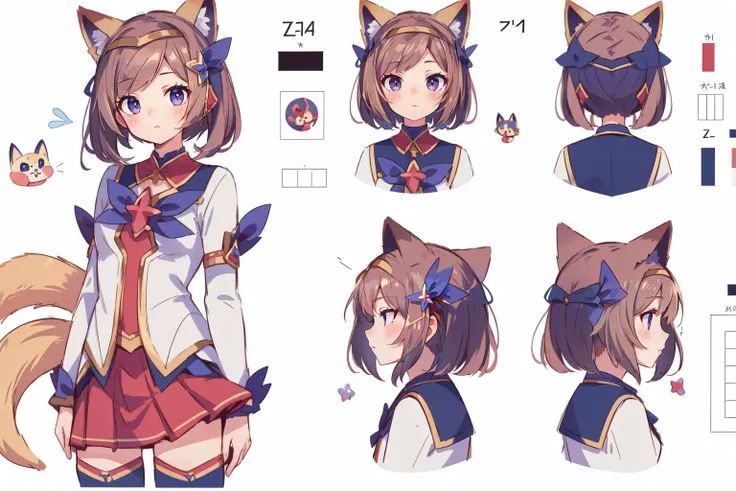 (masterpiece, best quality),  intricate details,
<lora:AhriStarGuardian:0.8> IncrsAhriSG,  skirt, zettai ryouiki
  reference sheet, simple background, 
 <lora:TailsFixer:1> IncrsTailsFixer, fox tail,  multiple tails