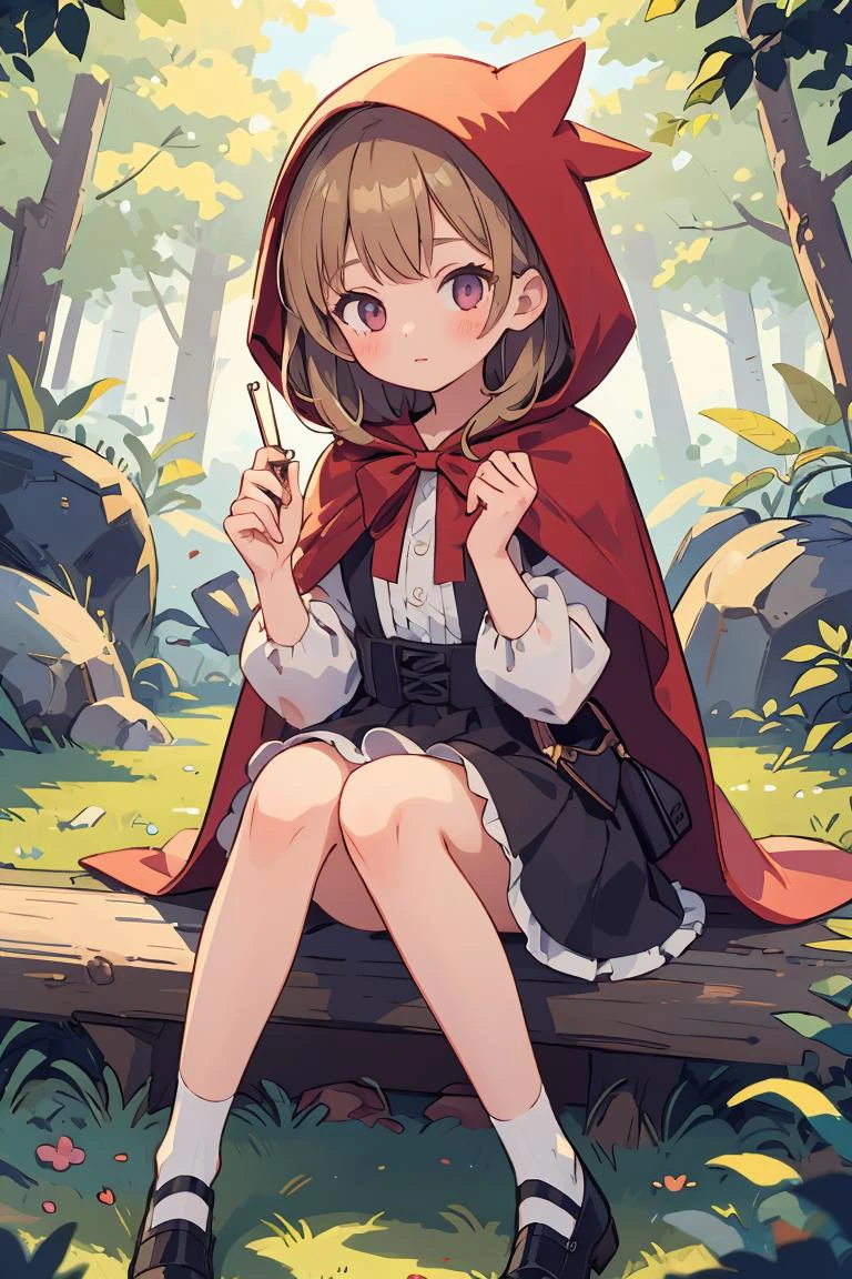 (masterpiece, best quality), 1girl, <lora:little_red_riding_hood_v0.1:1> little red riding hood
