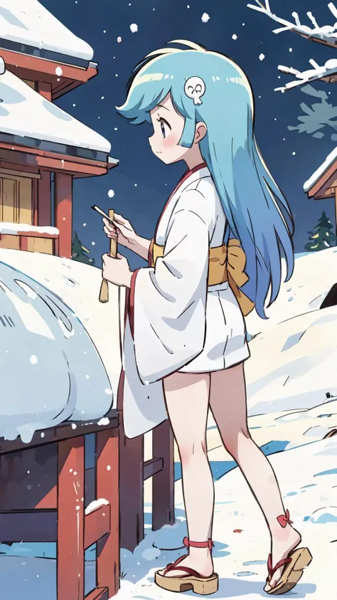 (masterpiece, best quality), 1girl, yukikomera, shrine, snow, short kimono, long hair, <lora:EMS-54996-EMS:0.800000>