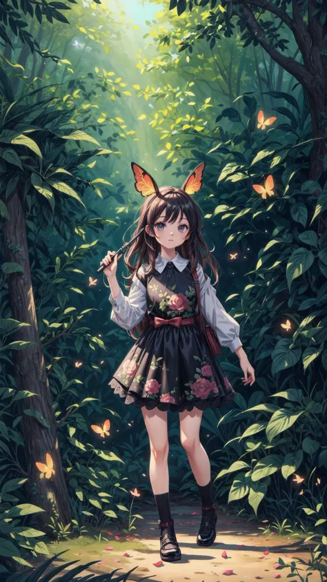 (8k, Best quality, Masterpiece),((magazine cover:1.2)),Super Detail,Petal,forest,Firefly,Particles,Poster,design,3D art,Surreal,OC render,Complex,Ray tracing,Depth of field,Beautiful creative picture,haibao,(masterpiece, top quality, best quality, official art, beautiful and aesthetic:1.2),<lora:more_details:1>,