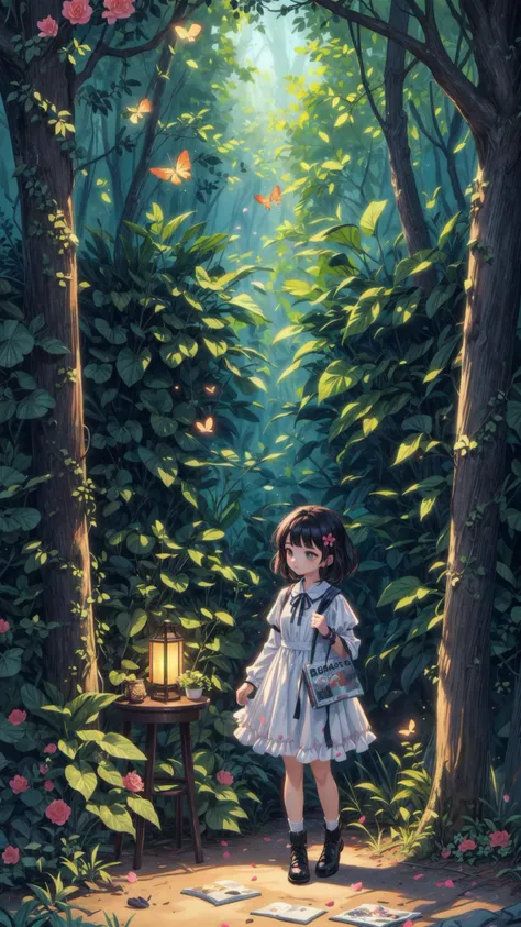 (8k, Best quality, Masterpiece),((magazine cover:1.2)),Super Detail,Petal,forest,Firefly,Particles,Poster,design,3D art,Surreal,OC render,Complex,Ray tracing,Depth of field,Beautiful creative picture,haibao,(masterpiece, top quality, best quality, official art, beautiful and aesthetic:1.2),<lora:more_details:1>,