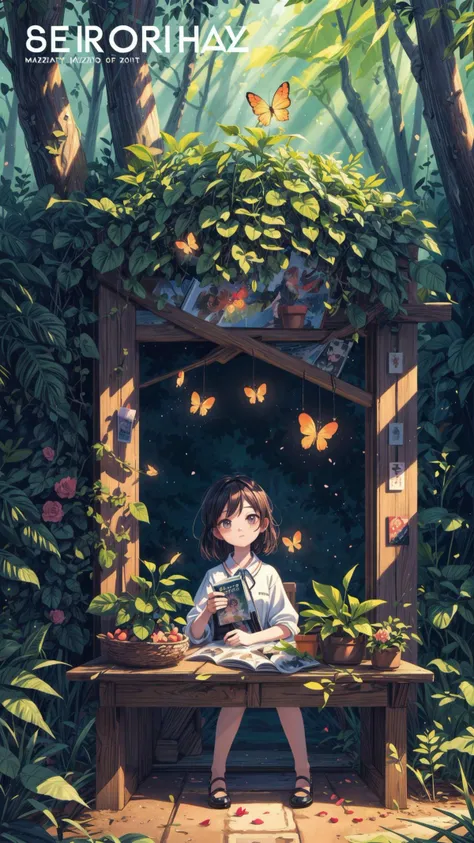 (8k, Best quality, Masterpiece),((magazine cover:1.2)),Super Detail,Petal,forest,Firefly,Particles,Poster,design,3D art,Surreal,OC render,Complex,Ray tracing,Depth of field,Beautiful creative picture,haibao,(masterpiece, top quality, best quality, official art, beautiful and aesthetic:1.2),<lora:more_details:1>,