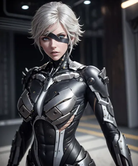 masterpiece, highest quality, photorealistic, scenery, stunning (full body:0.7), photo of european girl, shiny, (raiden:1.1), eyepatch, (scifi, futuristic, hi-tech:1.0), white hair, black suit, hologram, skin details, high detailed RAW, 8k UHD, looking to the side, focused expression, antitech <lora:AntimatterTech-20:0.4> <lora:RaidenDoguV2:0.75>