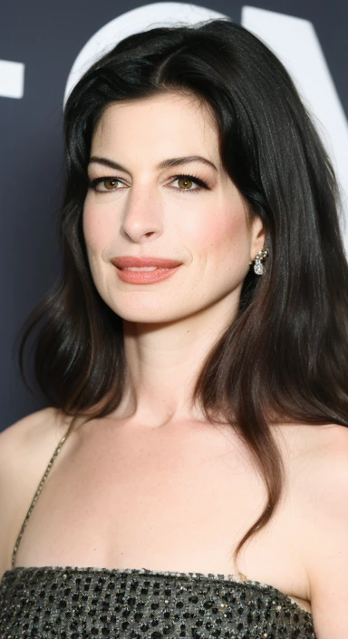 <lora:anne_hathaway_v1.16:1> nnhthwy, (Sharp focus: 1.3), photo, attractive young woman, (beautiful face: 1.3), (smoky eye makeup: 1.0), (plump lips: 1.2), (defined cheekbones: 1.1), (medium breasts: 1.0), (toned legs: 1.2), (long, curly hair: 1.3), wearing (strapless, flowy dress: 1.3) while (dancing in the sunset: 1.3). (Warm lighting: 1.3), shallow depth of field, bokeh, 8K, HDR. by (Annie Leibovitz: 1.3)