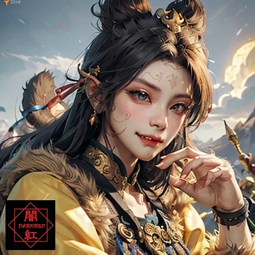 1 girl,(detailed gorgeous face),(monkey-like half-beast beautiful girl),(dressed in Chinese-style fur clothing),
(sun wukong),(journey to the west),(monkey tail),(monkey ear),(prominent exposed fangs:1.5),(fierce gaze:1.5),
(golden circlet:1.3),clenched hand,facial hair,fangs,fangs,flying nimbus,heavy breathing,smirk,solo,tail,teeth,
monkey king,(golden fur),(magical staff),mischievous grin, powerful warrior, red headband, cloud-jumping abilities, transformation skills, loyal companion, immortal,(Ruyi Jingu Bang:1.3),(massive golden cudge)l,(arrogant grin),
(((masterpiece))), ((best quality)), ((ultra-detailed)), ((illustration)), dramatic angle,
highres, extremely detailed CG unity 8k wallpaper, game cg,delicate composition, raytracing, HDR,
((colorful)),(whole face),detailed gorgeous face,8k,feminine,intricate detail,highly detailed hair,detailed pupils,depth of field,cowboy_shot,
<lora:J2W-monkeyking-0515-1-lora:0.6> Monkey king,