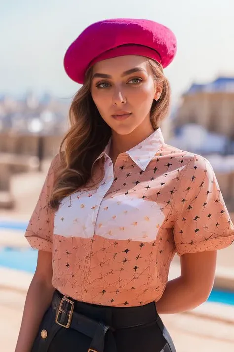 DEN_ruby_mae,
(in Paris wearing a (shirt:1.3) and (beret:1.2), france, (French:1.2), Paris, Eifel tower, scenic:1.2),
bokeh, f1.4, 40mm, photorealistic, raw, 8k, textured skin, skin pores, intricate details <lora:epi_noiseoffset2:1>, epiCRealism <lora:ClothingAdjuster3:-1.3>
