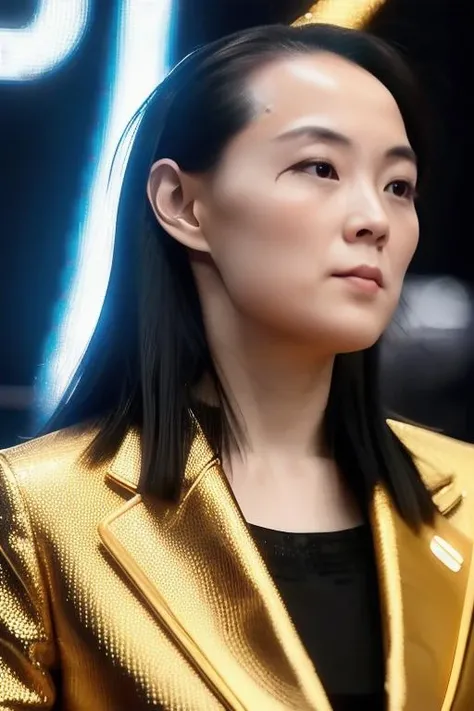 ((masterpiece)),((bestquality)),8k,high detailed,ultra-detailed,depth of field,wide angle,1girl,beautiful_face,solo,beautiful_hand,cinematic lighting,Long_hair,black hair,<lora:Kim_Lora-000001:1>,([Energy-efficient lighting|Neon lighting|neon cold lighting|Accent lighting]),(in the studio,[Golden Ratio|Portrait|Cinematic Shot]),Golden Ratio,Portrait,looking at another,subject look up,makeup,