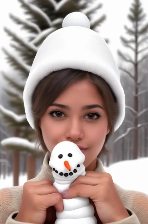 photo of a young Cabo verdean_ female model, cute, pretty, 18 years old, (making a penis shaped snowman), Christmas_lingerie, tiny waist, petite busty girl, slight smile, <lora:PenisXL:0.8>, Object penis, (((large white penis snowman))), shy expression, embarrassed, Christmas, snowing, forest, snowing, penisxl,