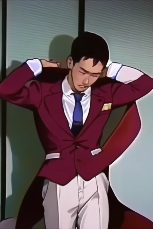 masterpiece, best quality, solo,1male, wearing a suit,necktie, in the street,tokyo,detailed background, <lora:yajuSenpai_yajuV10:1>,yaju senpai,