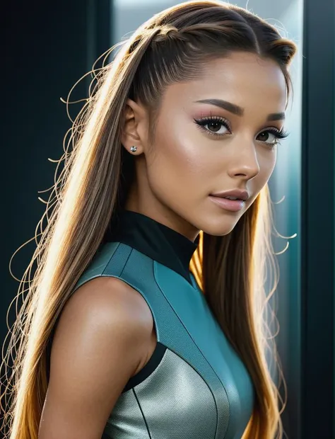 beautiful woman (Aish45h4rm4:.99), beautiful hair, ((ponytail with (undercut:1.2):1.2)), ((portrait)), (closeup:1.3), ((from the waist up)), (((inside ancient space ship:1.2))), natural skin texture, ((turtleneck futuristic fullbody spacesuit:1.2)), 24mm, 4k textures, soft cinematic light, adobe lightroom, photolab, hdr, intricate, elegant, highly detailed, sharp focus, ((((cinematic look)))), soothing tones, insane details, intricate details, hyperdetailed, low contrast, soft cinematic light, exposure blend, hdr, faded,