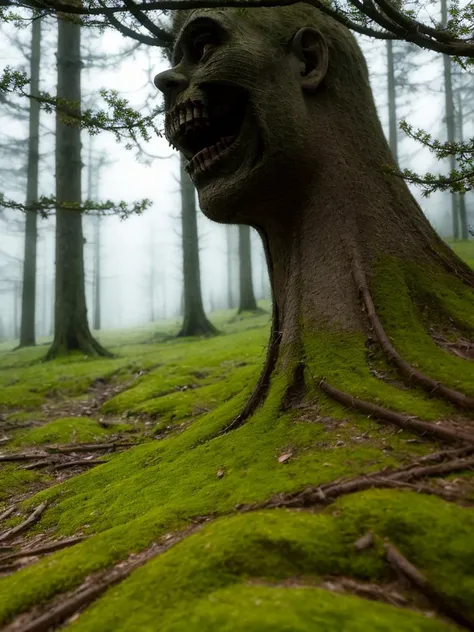 (best quality, masterpiece:1.2),ultra detailed,(photo realistic:1.4),(solo,cute girl:1.1),spooky_forest_background, <lora:SpookyForest_v1:0.5>,