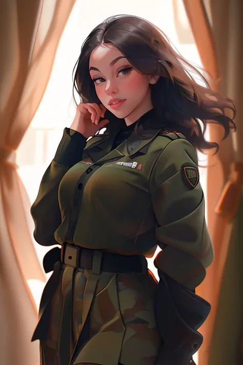 Merger_honey_khovaplay,
a (soldier:1.1) in the jungle on manoeuvrers wearing (army fatigues:1.2) and holding a rifle, (camouflage:1.2), military, uniform, military, camouflage uniform,
bokeh, f1.4, 40mm, photorealistic, raw, 8k, textured skin, skin pores, intricate details <lora:epi_noiseoffset2:1>, epiCRealism <lora:ClothingAdjuster3:-1.3>