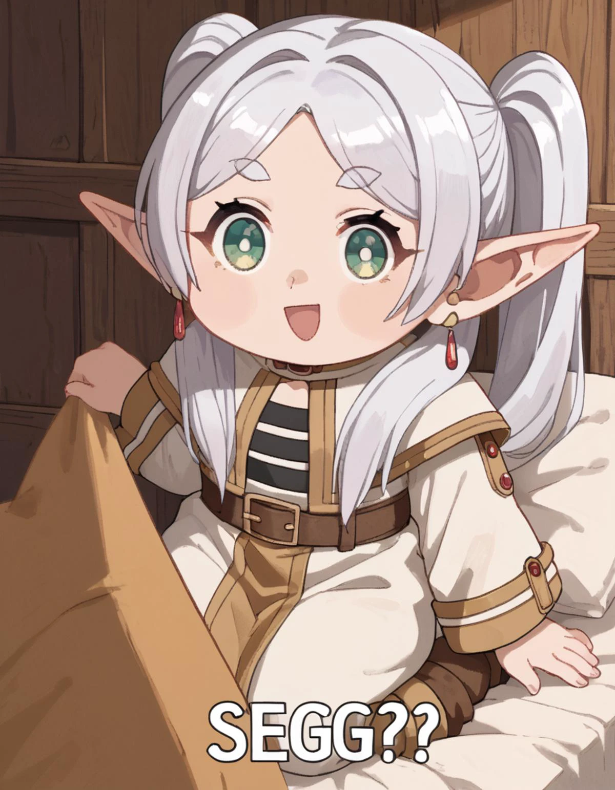 score_9, score_8_up, score_7_up, score_6_up, score_5_up, source_anime,1girl, <lora:frieren-PD-1.0:1> frieren, <lora:Seggs_XLPD:0.9> Seggs, chibi, open mouth, smile, english text