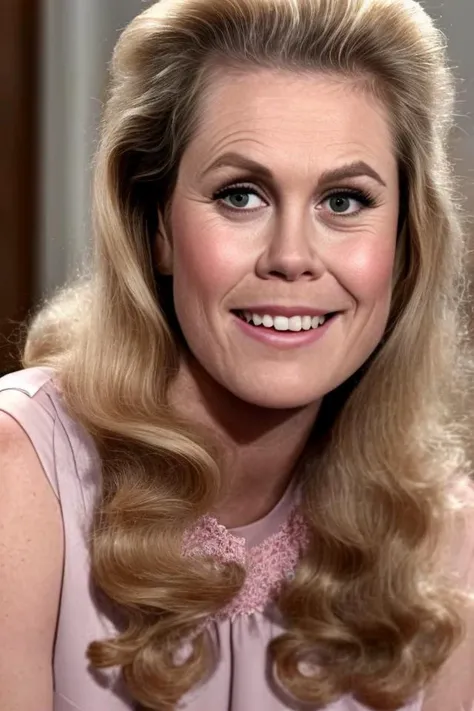 a photograph of SamanthaStephens, a woman, wearing a pink blouse with a white lace collar and a blue skirt.,(lips:0.553992509841919),(portrait:0.4834848940372467),(blonde hair:0.35802650451660156),(necklace:0.48045986890792847),(jewelry:0.3855304718017578),(realistic:0.9784675240516663),(green eyes:0.9084325671195984) wide eyes, with a necklace,(long hair:0.41702601313591003),(looking at viewer:0.5157393217086792),(blond hair:0.702528715133667),(smile:0.5351576209068298),(solo:0.9111350178718567), detailed face, high quality, 8k uhd, leica 50mm