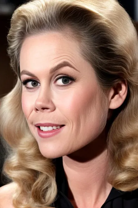 a photograph of SamanthaStephens, a woman, Wearing a red turtleneck sweater with a black vest.,(lips:0.553992509841919),(portrait:0.4834848940372467),(blonde hair:0.35802650451660156),(necklace:0.48045986890792847),(jewelry:0.3855304718017578),(realistic:0.9784675240516663),(green eyes:0.9084325671195984) wide eyes, with a necklace,(long hair:0.41702601313591003),(looking at viewer:0.5157393217086792),(blond hair:0.702528715133667),(smile:0.5351576209068298),(solo:0.9111350178718567), detailed face, high quality, 8k uhd, leica 50mm