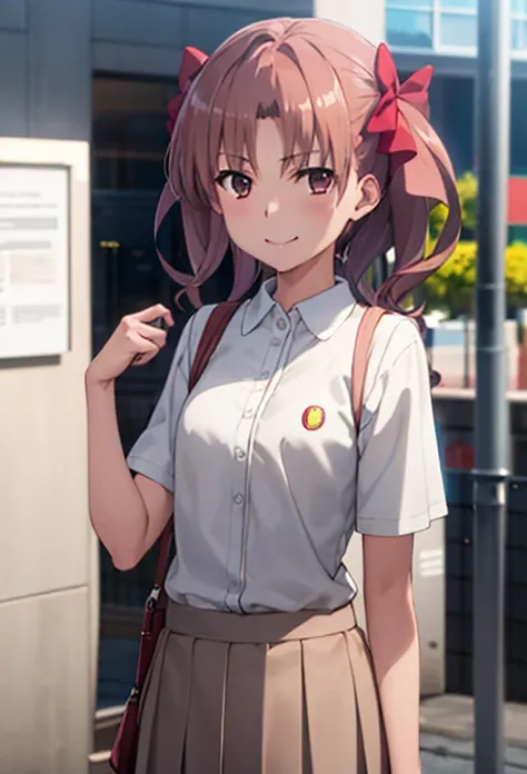 shirai_kuroko, <lora:shiraikuroko_v1:1>,
(8k, RAW photo, best quality, masterpiece:1.2)
masterpiece, best quality, ultra-detailed, 1girl, white shirt, pleated skirt, smile, standing, outdoors