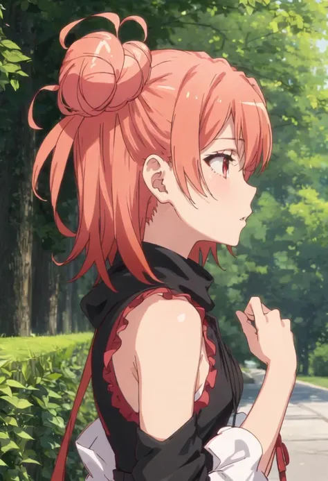{safe:1.10}, best quality, masterpiece, highres, solo, {yuigahama_yui_yahariorenoseishunlovecomewamachigatteiru:0.90}, profile, from_side, upper_body