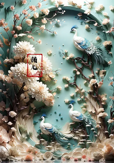 (dramatic, gritty, intense:1.4),masterpiece, best quality, 32k uhd, insane details, intricate details, hyperdetailed, hyper quality, high detail, ultra detailed, Masterpiece, photographyPeacocks
with water, feathers, Peacocksin the style of minimalist stage designs, white square stand in background, realistic landscapes with soft, tonal colors, circular shapes, rendered in cinema4d, minimalistic elements,tabletop photography,
<lora:~Q?hLbdD_q-photography:1>