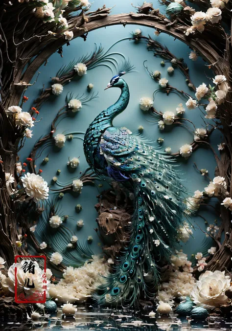 (dramatic, gritty, intense:1.4),masterpiece, best quality, 32k uhd, insane details, intricate details, hyperdetailed, hyper quality, high detail, ultra detailed, Masterpiece, photography(Peacocks:1.1)
with water, feathers, Peacocksin the style of minimalist stage designs, white square stand in background, realistic landscapes with soft, tonal colors, circular shapes, rendered in cinema4d, minimalistic elements,tabletop photography,
<lora:~Q?hLbdD_q-photography:1>