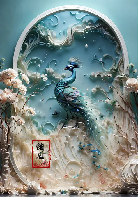 (dramatic, gritty, intense:1.4),masterpiece, best quality, 32k uhd, insane details, intricate details, hyperdetailed, hyper quality, high detail, ultra detailed, Masterpiece, photography(Peacocks:1.1)
with water, feathers, Peacocksin the style of minimalist stage designs, white square stand in background, realistic landscapes with soft, tonal colors, circular shapes, rendered in cinema4d, minimalistic elements,tabletop photography,
<lora:~Q?hLbdD_q-photography:1>