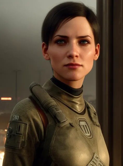 close-up photo of the (angry) ((annamedus)) in a tactical bodysuit in the post apocalyptic city, unreal engine, ((look at the camera)), opened mouth, smirk, eyebrow up, in front of camera
hyperdetailed, ef 80mm