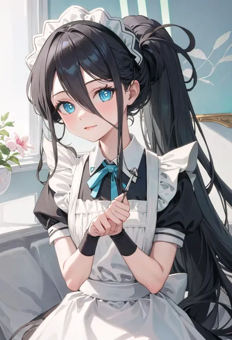best quality, masterpiece, highres, solo, {arisu_bluearchive:0.90}, {maid:1.40}, {long maid dress:1.15}