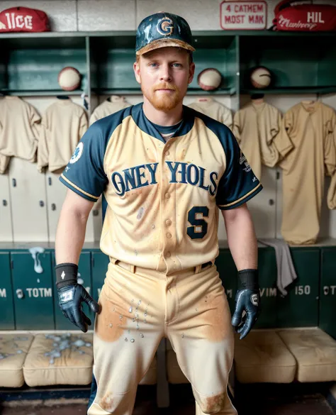 <lora:Clothing - Sexy Baseball Player:0.5> <lora:cumrag:1.0> <lora:muscle_slider_v1:0> <lora:weight_slider_v2:0.0> <lora:hair_length_slider_v1:0.0> <lora:cum_on_cloth:0.2:lbw=ALL>
(cumrag clothes:1.3) (cum on cloth:1.1),
standing ginger man, slight smile, baseballplayer, (baseball uniform:1.2), (yellowish:0.7) (whitish:0.5) (dry stains:1.3) on pants, (wet goo cum on pants:1.2), (old:0.5) stinky gross sticky nasty disgusting (dirty:0.6) repulsive pants, (open jersey:1.2), wearing baseball cap, (((wearing glove))), (on a locker room background:1.2), masterpiece, (((full body portrait))), ((full body)), wide angle, (looking at viewer), long shot, highly detailed, (high skin detail), (high face detail),
natural lighting, 4k uhd, dslr, soft lighting, high quality, Fujifilm XT3,