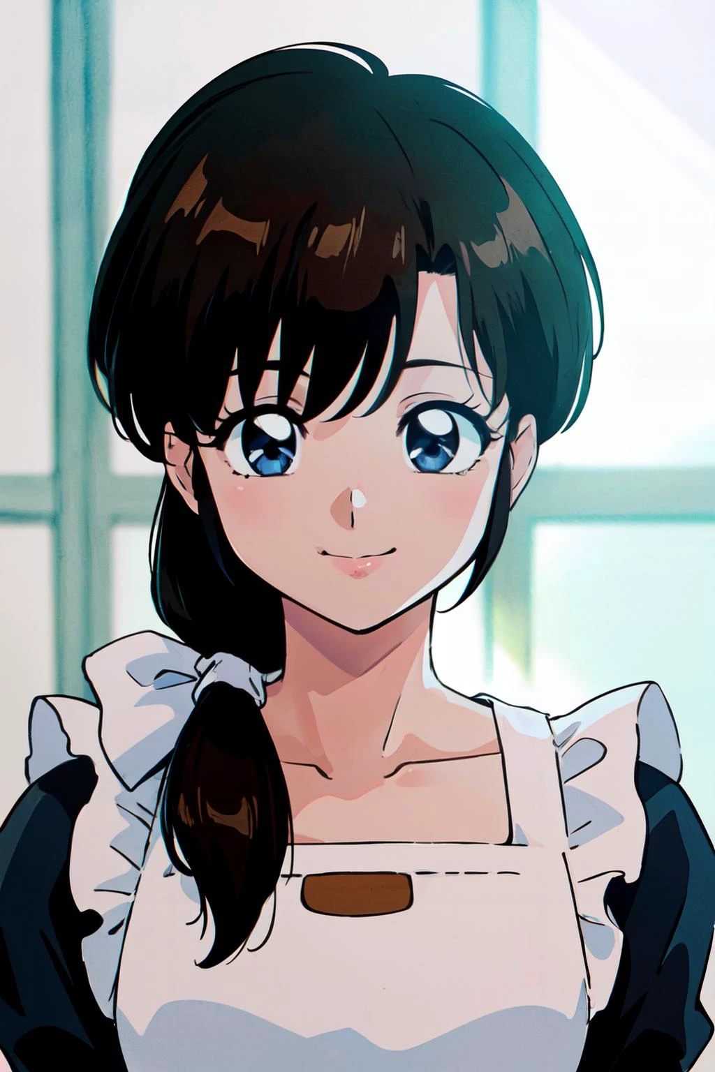 <lora:Tendou_KasumiV2:0.7> ,tendou_kasumi,
Apron_White_Ruffle
, upper body,
(best quality, masterpiece, RAW photo,ultra-detailed:1.2), <lyco:GoodHands-beta2:1.0>,1girl,solo,looking at viewer,smile