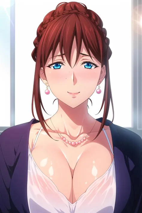Simple White Background,
blue jacket on her shoulders,cleavage, collarbone,pink dress,
<lora:Rena_Yukuhashi_Jimihen-KK77-V1:0.7>,jewelry,pearl necklace,earrings,
blue eyes, brown hair,crown braid,bangs, braid, short hair,
<lora:Mariana_Luciano_NON_VIRGIN-KK77-V1:0.3>,<lora:more_details:0.1>,
1 girl, 20yo,Young female,Beautiful Finger,Beautiful long legs,Beautiful body,Beautiful Nose,Beautiful character design, perfect eyes, perfect face,expressive eyes,perfect balance,
looking at viewer,(Focus on her face),closed mouth, (innocent_big_eyes:1.0),Light_Smile,
official art,extremely detailed CG unity 8k wallpaper, perfect lighting,Colorful, Bright_Front_face_Lighting,shiny skin,
(masterpiece:1.0),(best_quality:1.0), ultra high res,4K,ultra-detailed,
photography, 8K, HDR, highres, absurdres:1.2, Kodak portra 400, film grain, blurry background, bokeh:1.2, lens flare, (vibrant_color:1.2),professional photograph,
(Beautiful,large_Breasts:1.4), (beautiful_face:1.5),(narrow_waist),