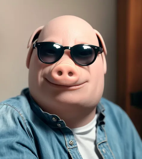 a close up of anthropomorphic pig john pork with sunglasses on, an extremely delicate and beautiful, extremely detailed ,CG ,unity ,wallpaper, (realistic, photo-realistic:1.37),Amazing, finely detail, masterpiece,best quality,official art, extremely detailed CG unity 8k wallpaper, absurdres, incredibly absurdres detailed portrait <lora:JohnPork:0.8>