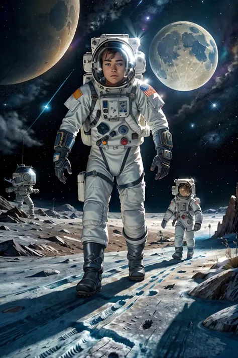 desenhe astronautas explorando marte