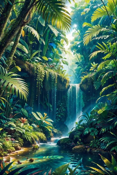 The Exotic Amazon Rainforest: Immersing in the lush greenery and rich biodiversity of the Amazon rainforest, home to countless species, RAW photo, full sharp, (FullHD epic wallpaper) 8k uhd, dslr, soft lighting, high quality, film grain, Fujifilm XT3