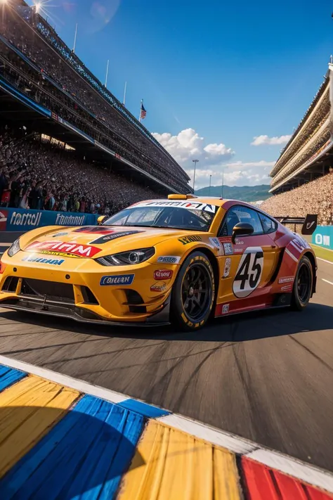 a winner car racer celebrating victory, RAW photo, full sharp, (FullHD epic wallpaper) 8k uhd, dslr, soft lighting, high quality, film grain, Fujifilm XT3