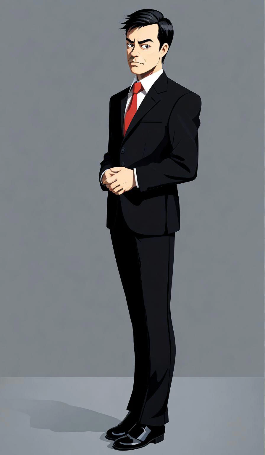 masterpiece, best quality, vector art, ChopioMinimalist, businessman rentier, simple background, (full body:1.3), solo, standing, simple background <lora:Minimalist-v2-01:1>,