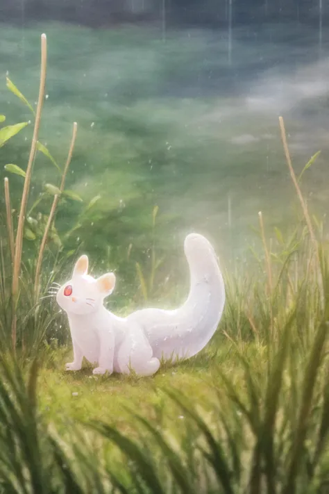 (slugcat:1.2), (tail:1.2), standing, white body, solid eye color,(raining:1.1), grass <lora:slugcatv1.1:1> , highres,(intricate details:1.2),(perfect details), <lora:add_detail:0.5>