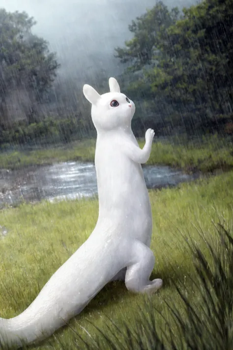 (slugcat:1.2), (tail:1.2), standing, white body, solid eye color,(raining:1.1), grass <lora:slugcatv1.1:1> , highres,(intricate details:1.2),(perfect details), <lora:add_detail:0.5>