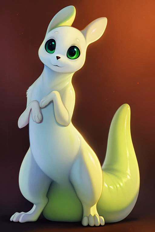 a beautiful and detailed ((slugcat)), ((tail)), honovy hioshiru foxovh, standing, looking at viewer, simple background, solid body color, solid eye color
<lora:slugcatv1.1:1>